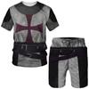 T-shirt con stampa 3D da cavaliere templare estivo per uomo Abbigliamento maschile T-shirt a maniche corte Set Armatura medievale Abiti cosplay della Santa Croce
