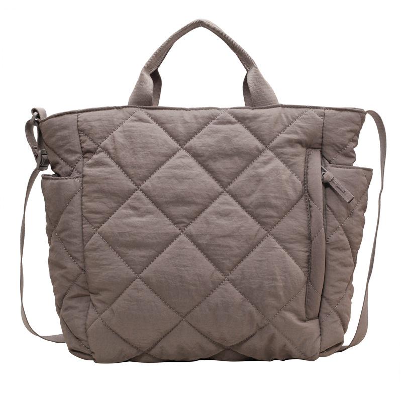 

Сумка-тоут большой вместимости с хлопковой подкладкой: Сумка через плечо и кроссбоди в корейском стиле из мягкой ткани, на молнии серый