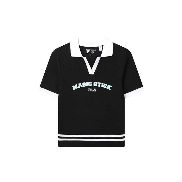 

FILA X Magic Stick Collaboration SS23 Casual Slim Fit Polo Shirt Women tops Black F11W329114FBK XS