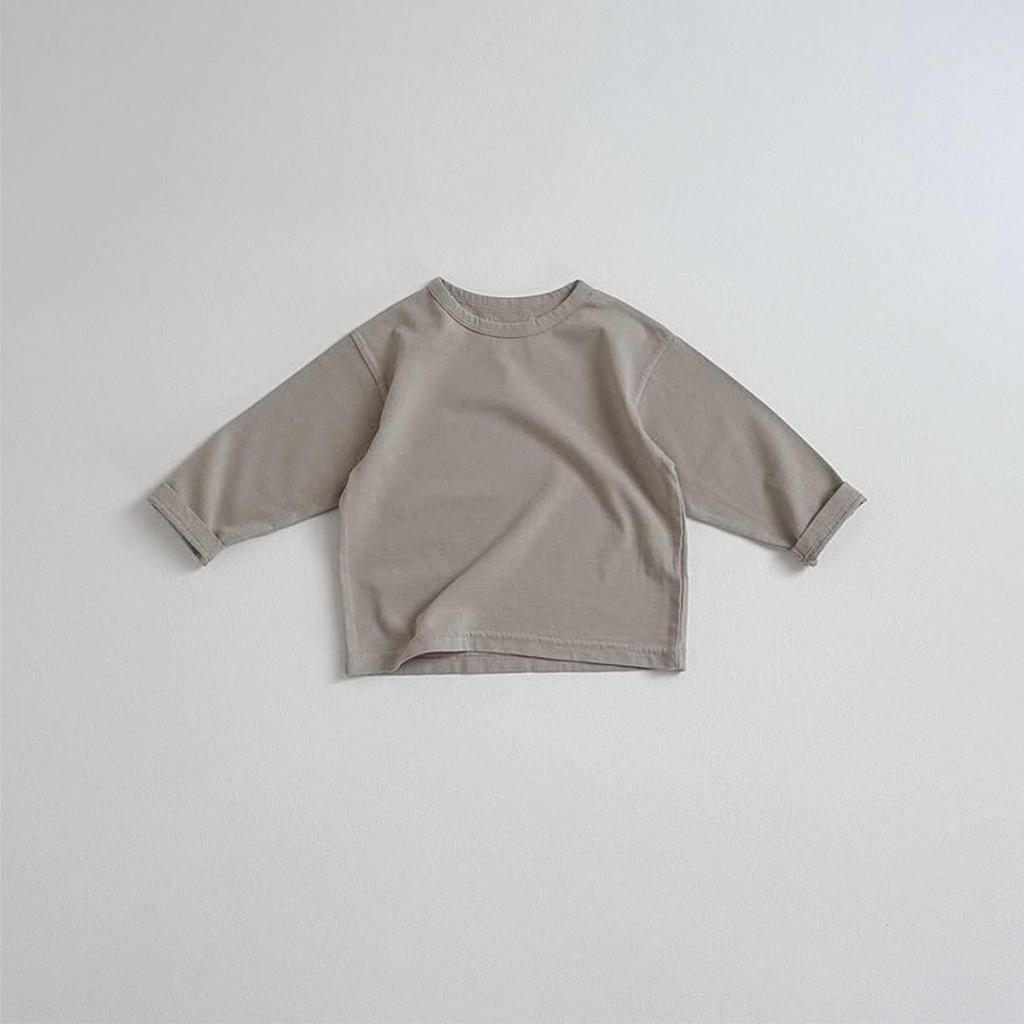 Unisex Kids' Cotton Long Sleeve Solid Color Base Layer Shirt