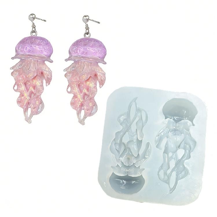 Flexible Nails Mould Jellyfish Shape Nails Art Template Molds Silicone Texture Suitable for Beauticians and Art Learners