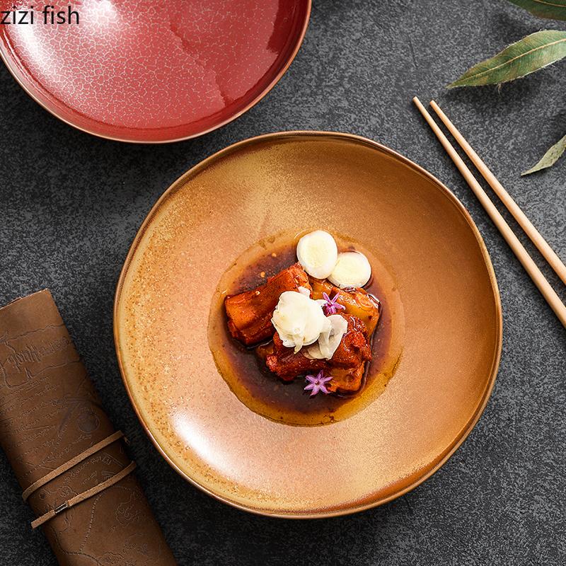 Irregular Ceramics Dining Plate Fruit Plate Salad Bowl Sushi Plates Western Steak Plates Sting Disc Dim Sum Dish Dessert Bowl