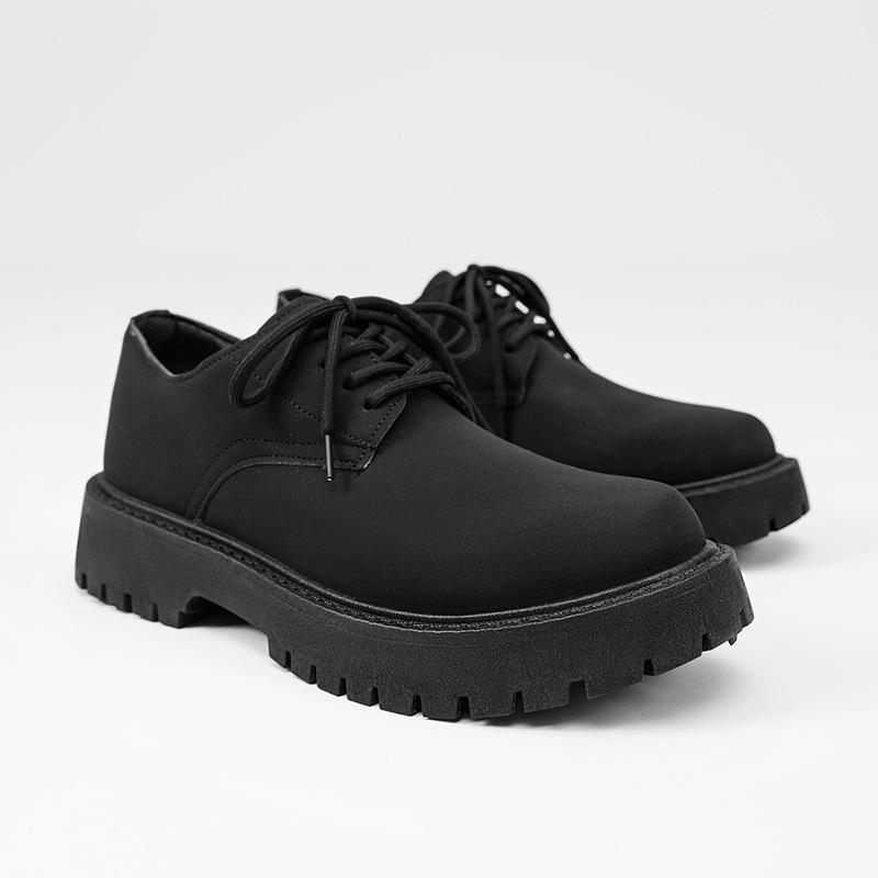 Autumn new British style casual black leather shoes waterproof platform big head classic men's business shoes
