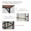 Bar Table and 2 Stools Set, Footrest, 3-Tier Shelves, Cushions, 109 x 60 x 100 cm, Rustic Brown