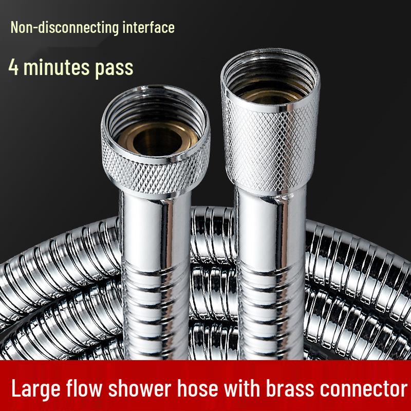 Universal Stainless Steel Shower Head with Soft Hose and Sprinkler Connector for Bathing.