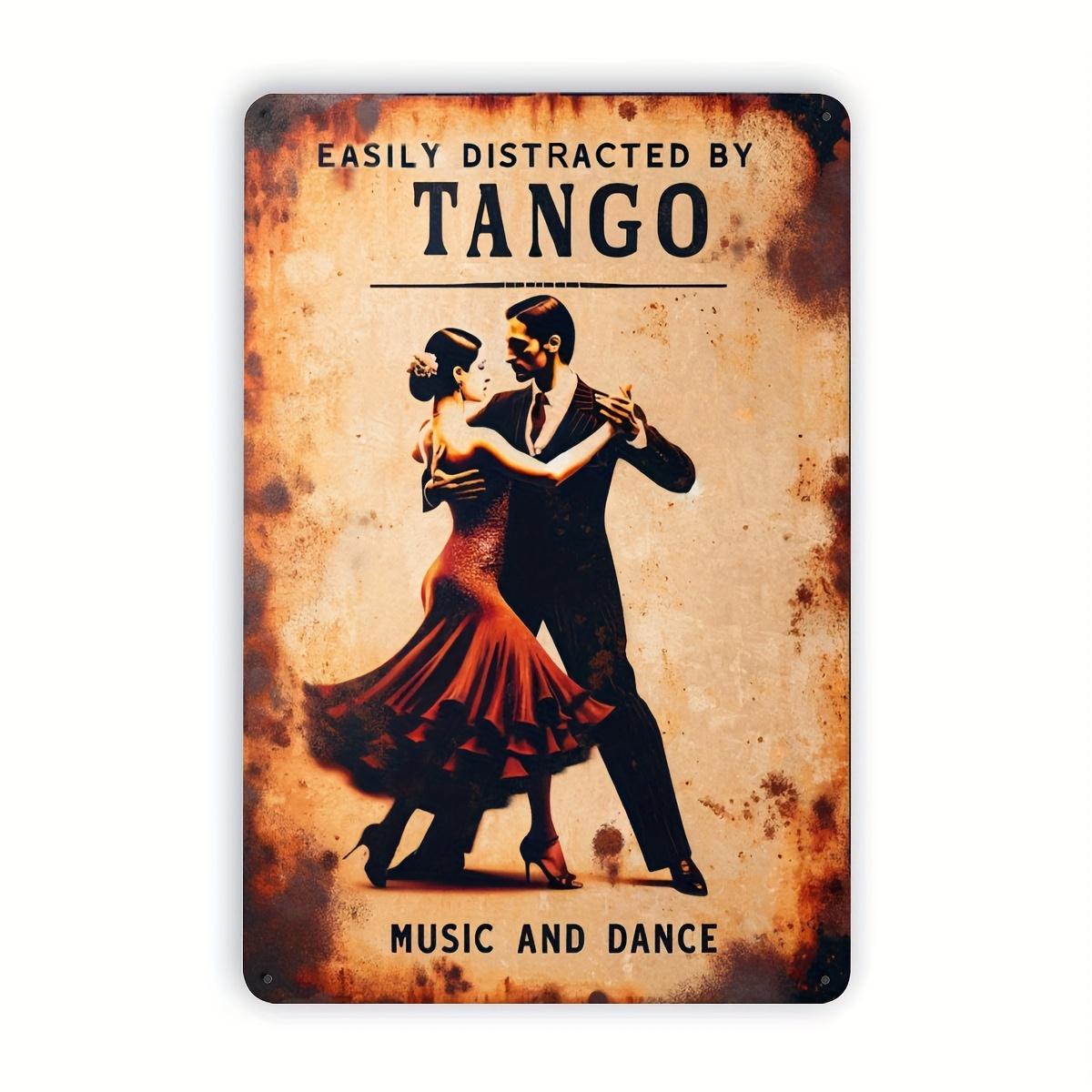 D Flat D Flat Vintage Tango Dancing Couple Metal Sign Frameless Retro Dance Wall Art Featuring Tango Dancers for Home Bar 20x30cm(7.8x11.8inch)
