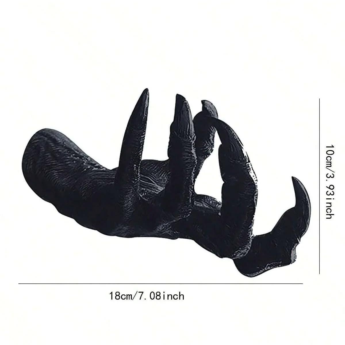 

1 шт., Черный полимерный крючок для стены в виде когтя демона, Декор для Хэллоуин-вечеринки, жуткая 3D-скульптура руки, настенный держатель для украшений, домашний декор чёрный