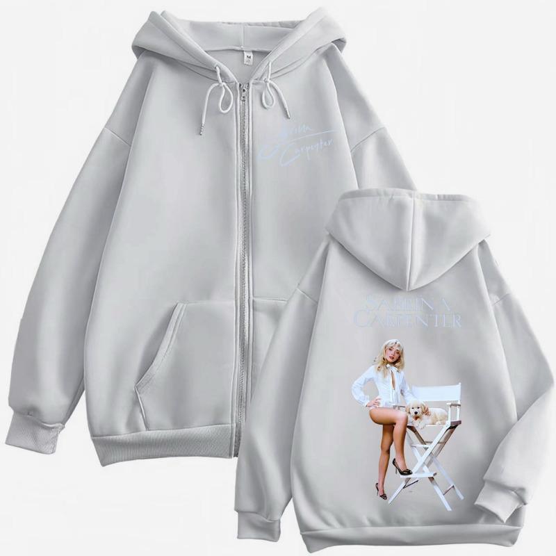 Singer Sabrina Carpenter Merch Zipper Hoodies Fashion Aesthetic Zip Up Pullovers Men's Women's Casual Long Sleeve Sweatshirts