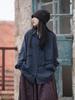 Women's Spring Loose-Fit Ramie Cotton Shirt with Distressed Irregular Splicing