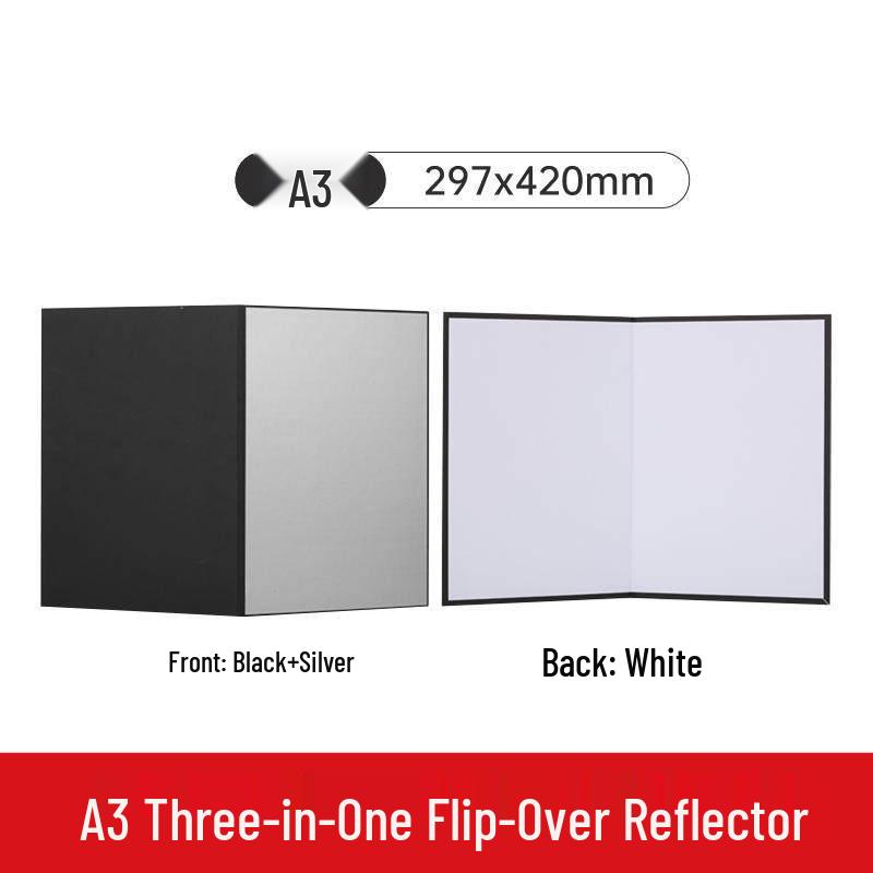 A3/A4 Reflector Photography Card: Black, Silver, White Fill Light & Absorbing Board