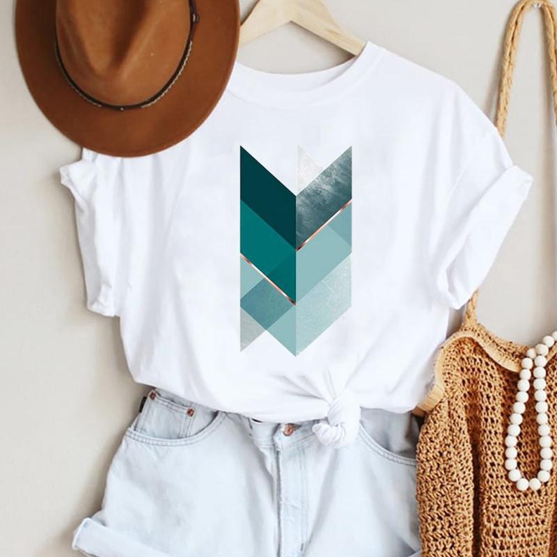 Fashion Casual Landscape Mountain Graphics Womens T-Shirt 90S Summer Blouse Loose White Short Sleeve O-Neck Female Tops Clothing