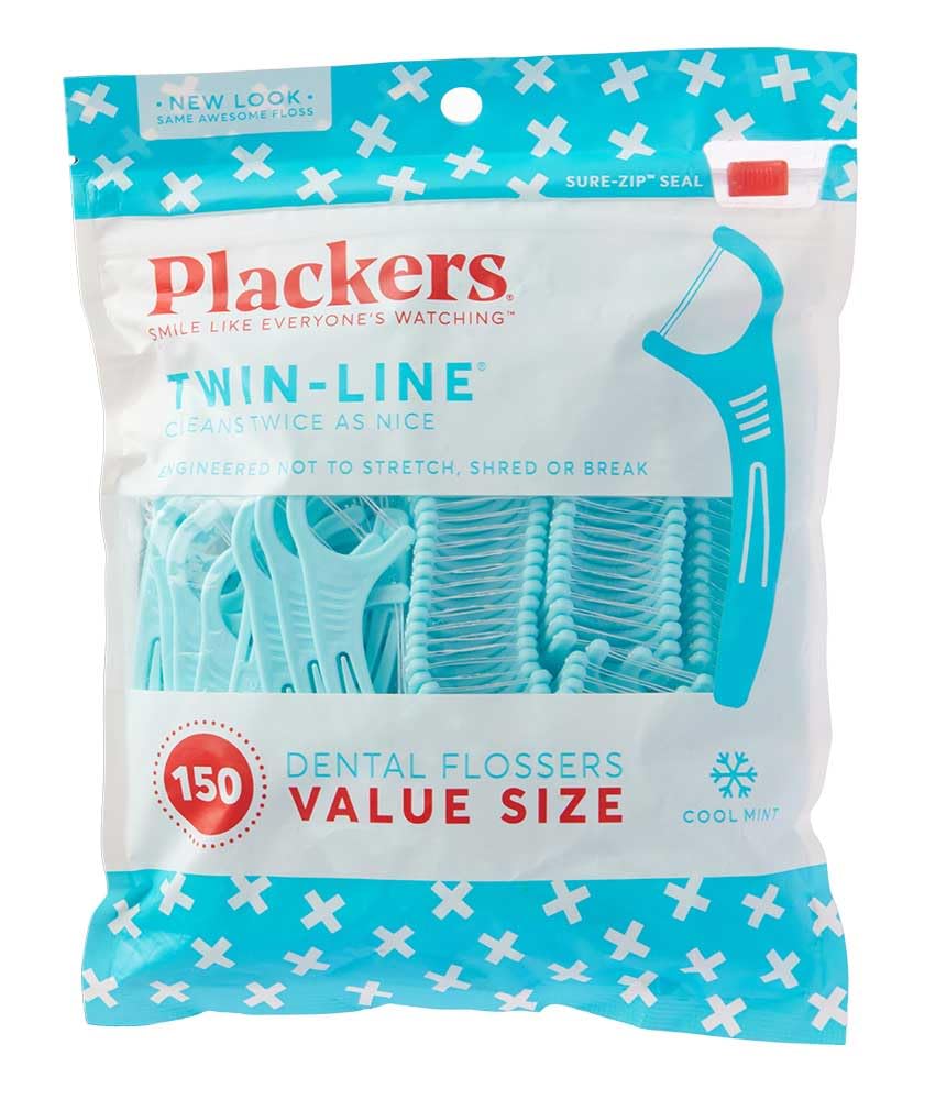 

Plackers Twinline Advanced Cleaning Whitening Formula Dental 150 Flosser, Mint,