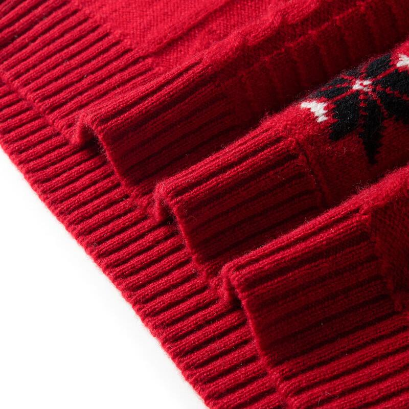 TUHUANG Women's Thick 100% Wool Christmas Jacquard Semi-High Collar Sweater