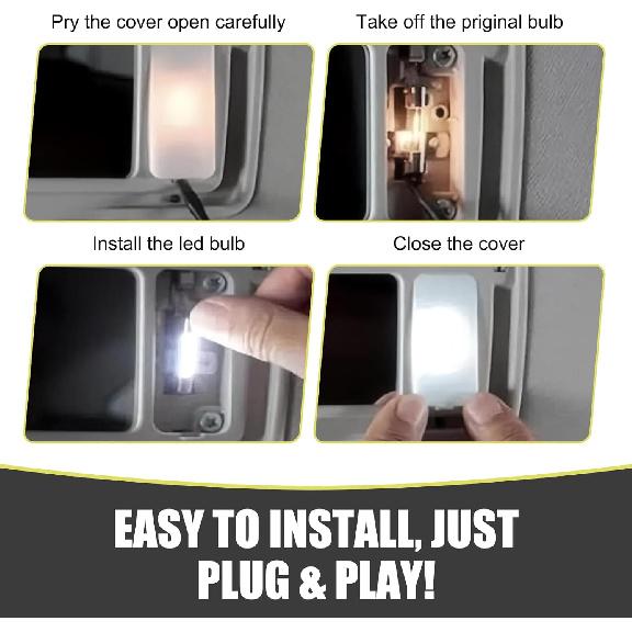 10 PCS Car T6 Vanity Mirror Sun Visor LED Light, 5050-3SMD 12V Flat Head Dual Tip 180 Degree Lighting Reading Lamp, Plug and Play Interior Lighting