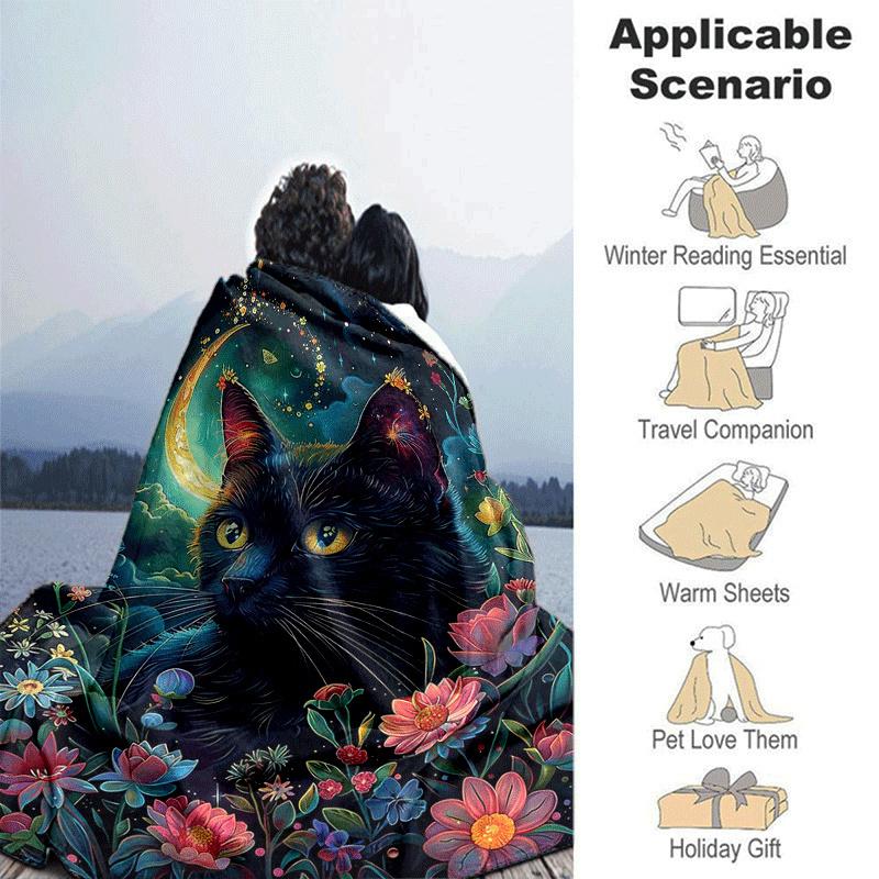 1pc Cat Printing Lightweight Flannel Blanket, Comfortable and Warm Blanket, for Camping Sofa Bed and Couch Office, Gift