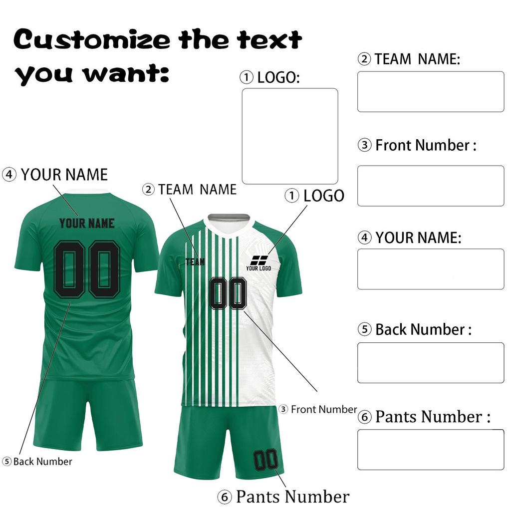 Men Soccer Jersey Set Short Sleeve Shirt and Shorts Breathable Quick Dry Athletic Uniform for Training Match Sportswear
