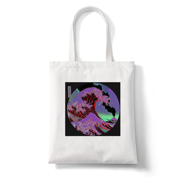 Women Shopper The Great Wave Kanagawa Printed Tote Bag High Capacity Harajuku Handbag Girl Shoulder Shopping Bag Lady Canvas Bag
