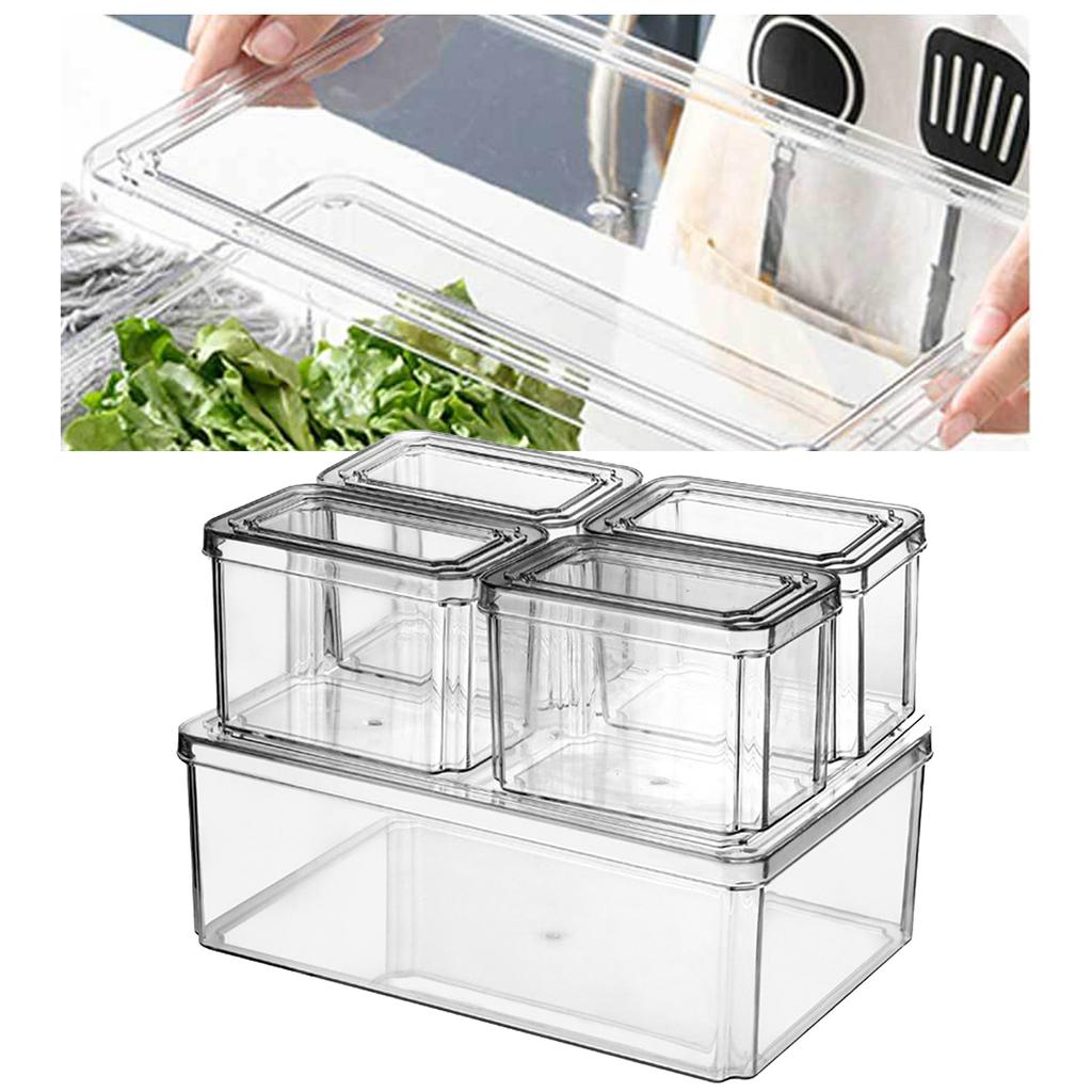 Trainsparent Food Storage Box Rectangular Snack Organizer Fresh Keeping Fridge Container Bin