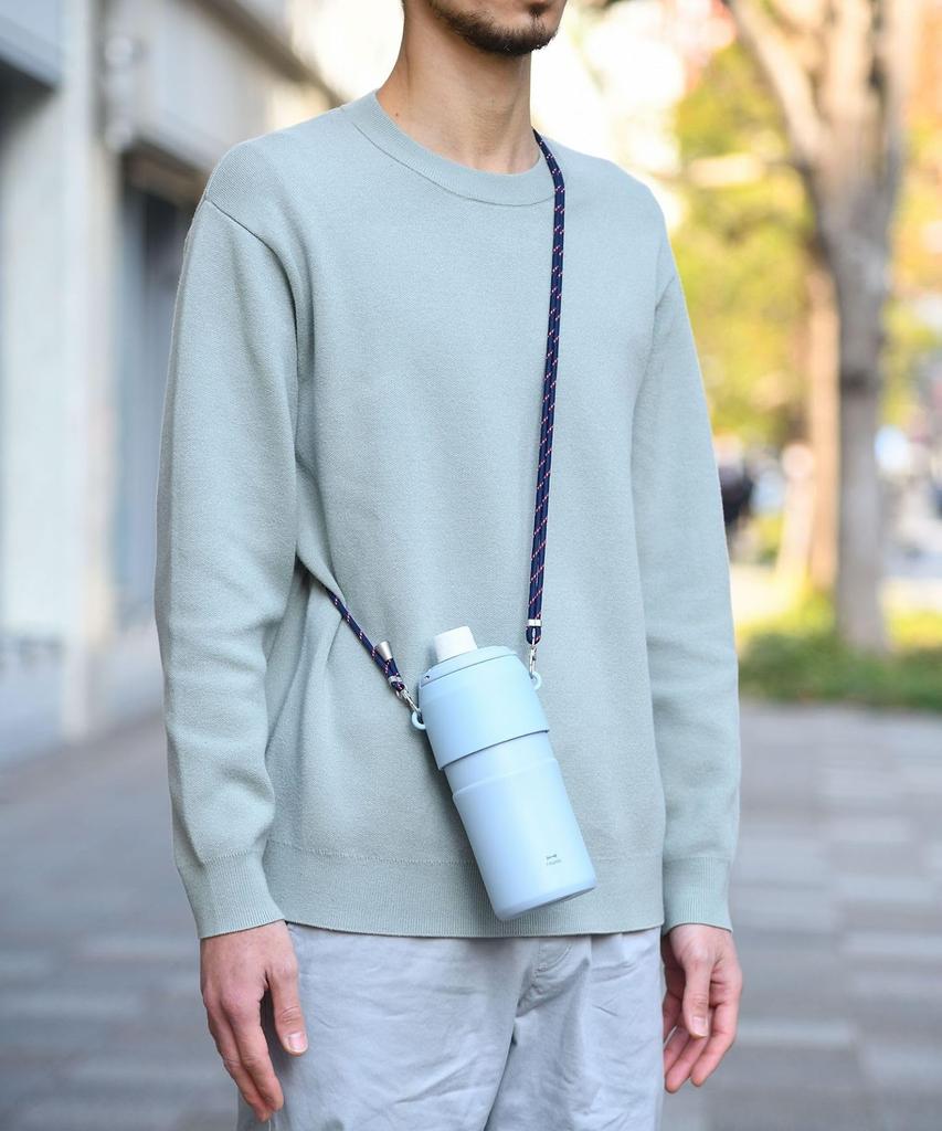 BRUNO Stainless Steel Water Bottle Holder with Double Vacuum Wall and Strap, Fits 500-650mL Water Bottles, White, BHK324-WH