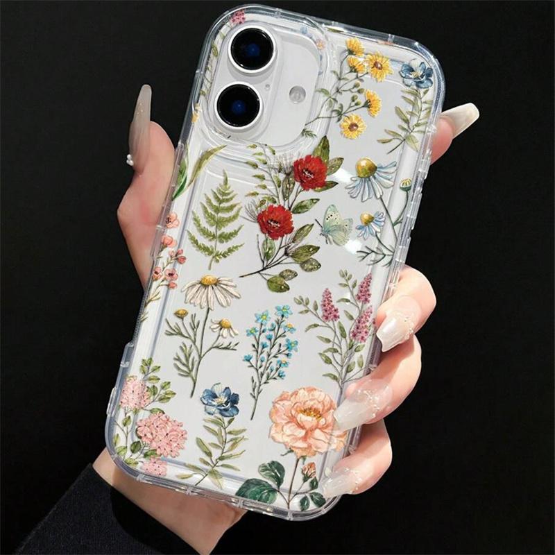 Transparent Flowers Plants Pattern Phone Case for  Mi 13T 14 13 12 12T 11 Lite Poco X6 X3 F5 Pro Shockproof Soft TPU Cover