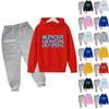 Winter Boy And Girls Color Long Sleeved Hooded Sweatshirt Two Piece Set Of Top And Pants
