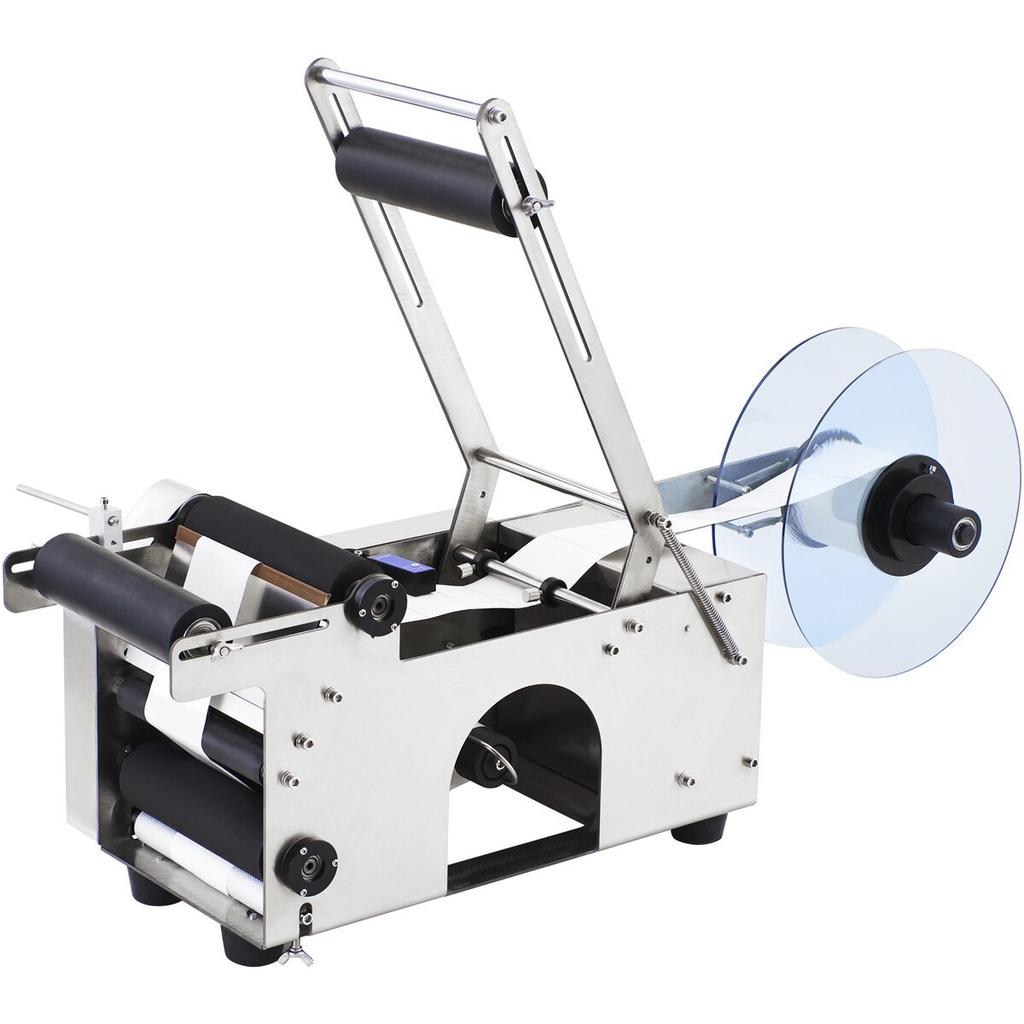 MT-50 Semi-automatic Round Bottle Labeling Machine, Adjustable Bottle Labeler 50pcs/min Label Applicator for Bottles 12-90mm