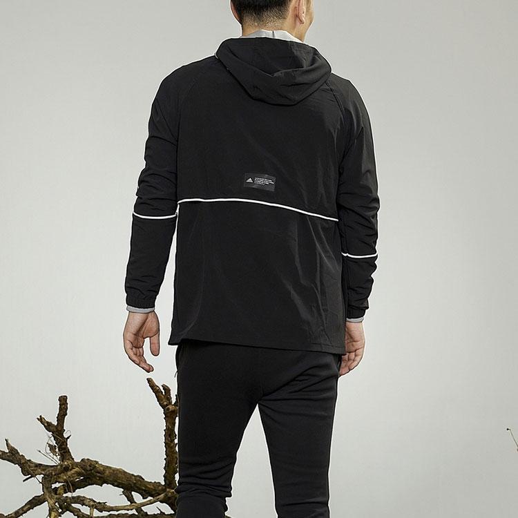 Adidas Sports Zip-Up Hooded Jacket Men Outerwear Black GL4799