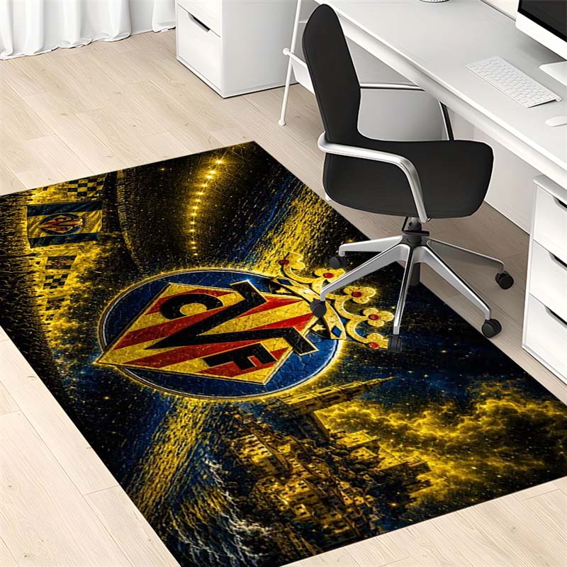 Villarreal Football Club Badge Print Area Rug Non‑Slip Floor Mat Home Decor