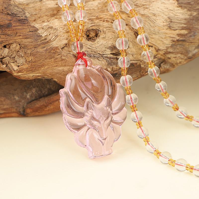 Fox Pendant Necklace Chinese Amulet Nine Tailed Fox Necklace Versatile Men'S And Women'S Long Sweater Chain Jewelry