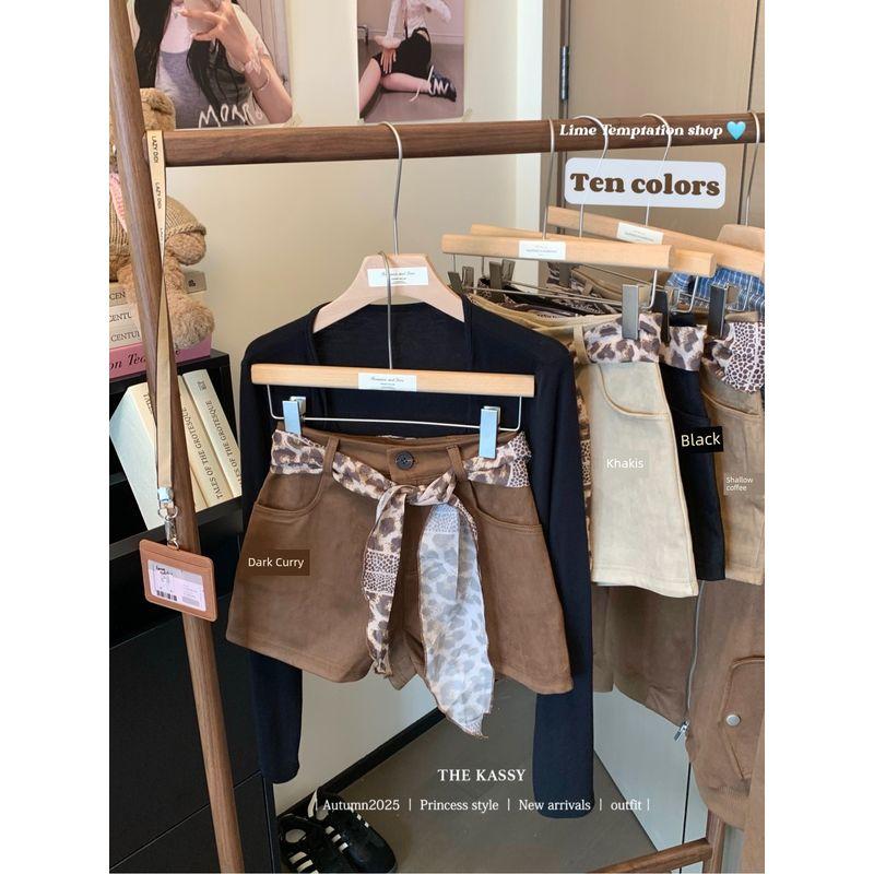 Kumikumi Design Sense Solid Versatile Chic Casual Pants Women Summer High Waist Slimming Straight Pants Shorts Hot Pants