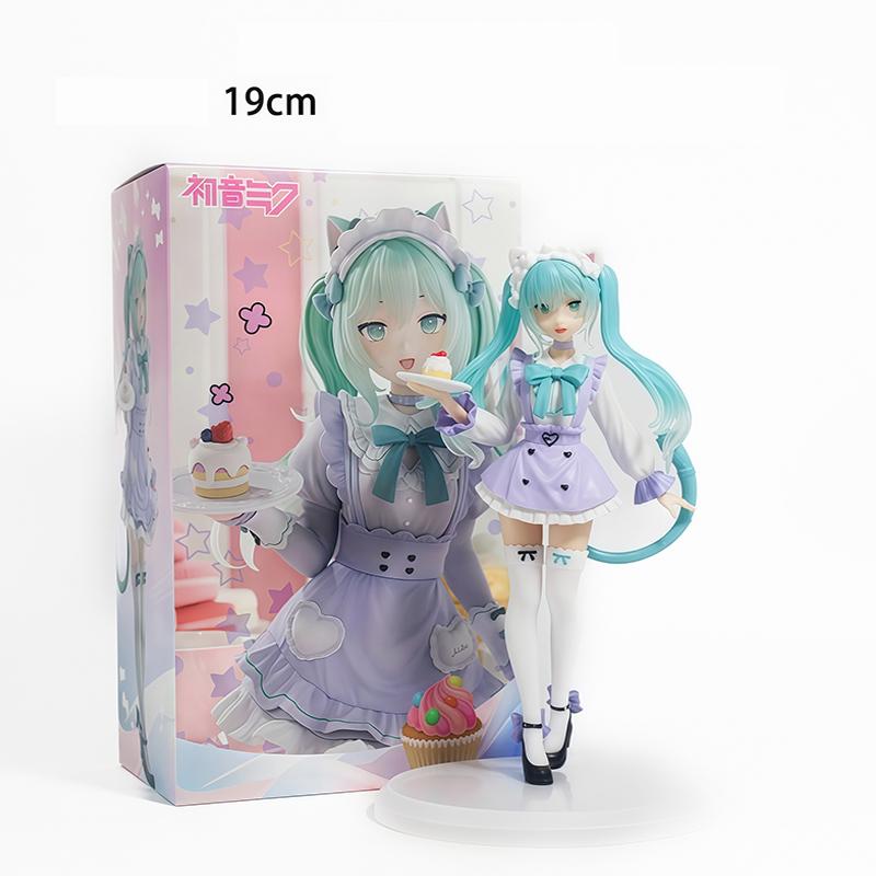 New In Stock Hatsune Miku Cat Ear Maid Collectible Anime Action Kwaii Miku Figures Model Toys Christmas Gifts