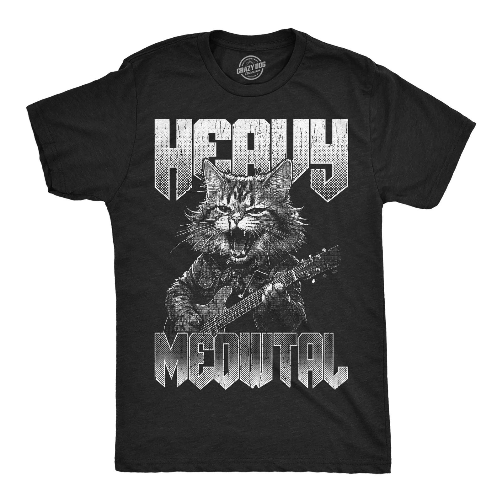 Mens Funny T Shirts Heavy Meowtal Sarcastic Kitten Graphic Novelty Metal Music XXXL