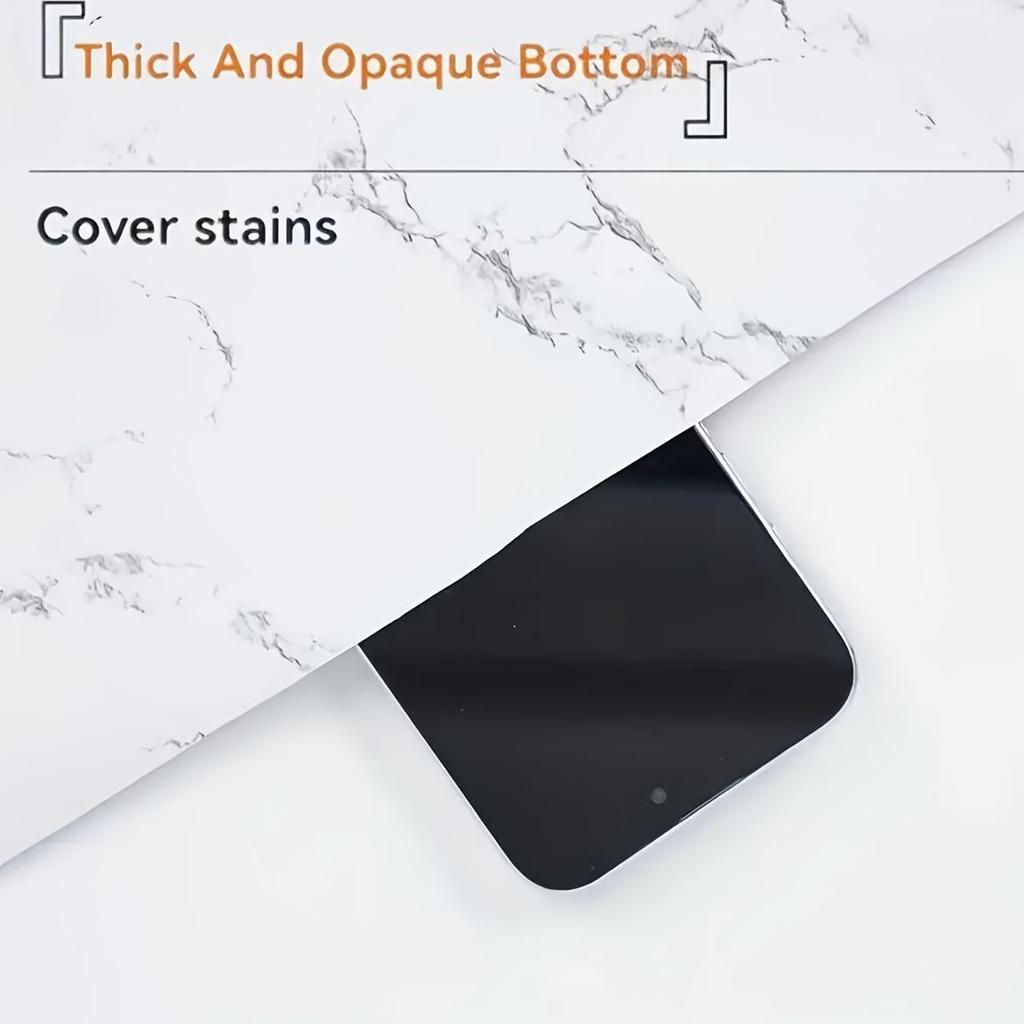 1 Roll Self-Adhesive Window Sill Stickers - White & Gray Marble Pattern Vinyl Contemporary Glossy Finish, Easy Peel & Stick Installation for Surfaces