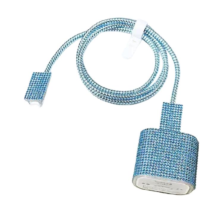 Glittering Rhinestones Charging Protections Case Featuring Soft TPU Shell And Practical Cable Saver For Charging Devices