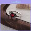 Stunning Wing Vintage Heart Red Zircon Ring For Women Jewelry High Fashion Adjustable