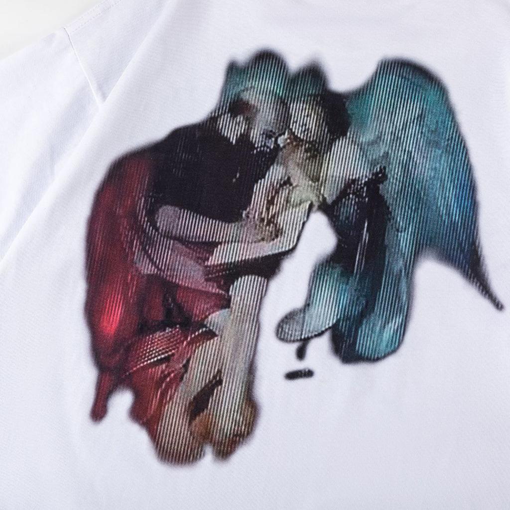 Off-White Nowość Wiosna/Lato 2025 Bluza z kapturem z okrągłym dekoltem i wzorem pękającego anioła OW, T-shirt z krótkim rękawem dla mężczyzn i kobiet