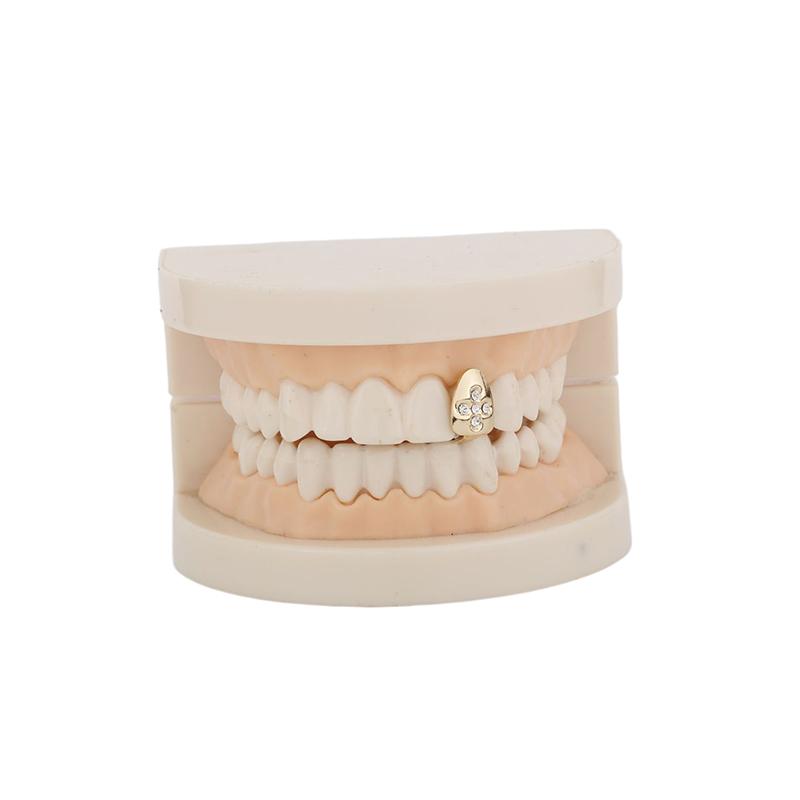 Single Hip Hop Teeth Grillz Fashion Rhinestones Gold Silver Color Removable Grills Dental Mouth Punk Teeth Caps Jewelry Gift