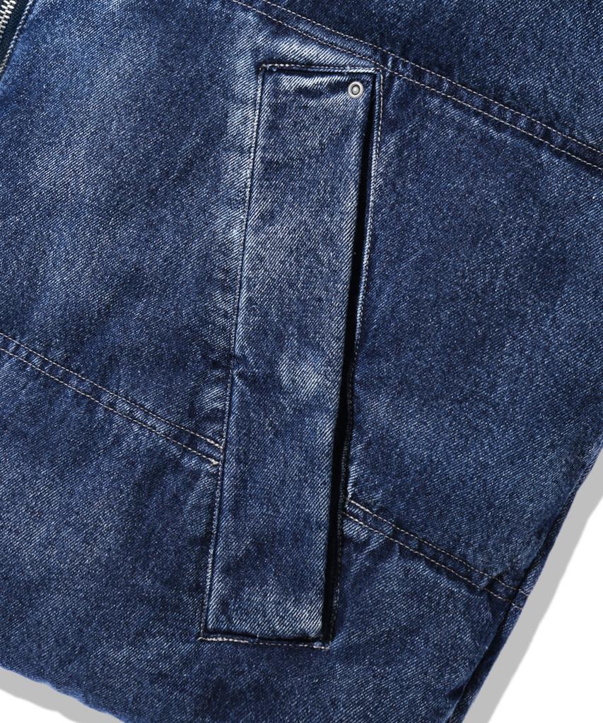 Trillion Denim Washed Biker Padded Jacket_Middle Blue