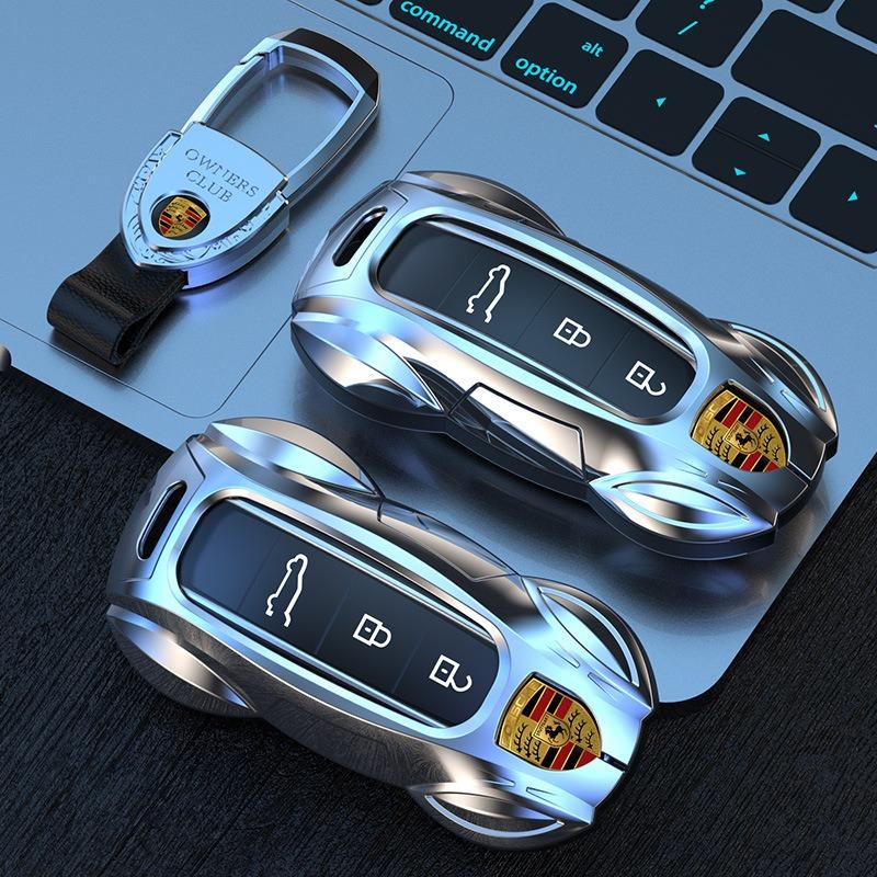 Zinklegering Bilnyckelskal Skyddsskal Fob För Porsche Panamera Macan 718 Taycan 911 Cayman Boxster 9ya 971 Bilstyling Tillbehör