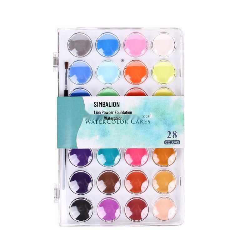 Xiongshi 36-Color Children's Solid Watercolor Paint Set with Compact Transparent Case