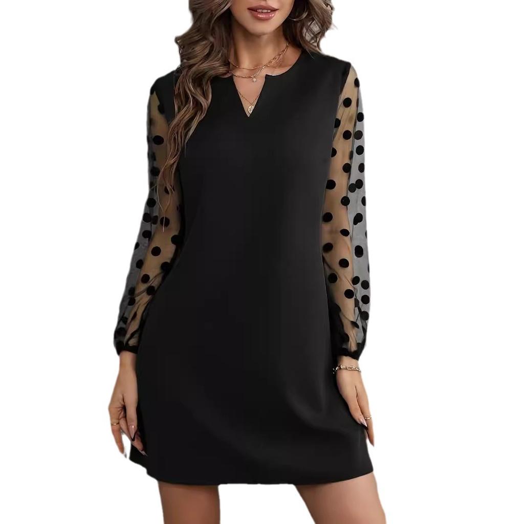 Dámské síťované rukávy Dámské elegantní letní jednobarevné šaty