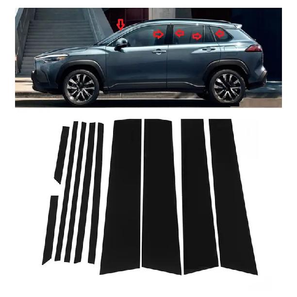 10Pcs Car Door Window Pillar Posts Trim Covers Decoration Sticker for Toyota Corolla Cross Exterior Accessories