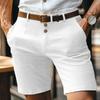 Heren Linnen Zomer Effen Knopen Casual Dagelijks Ademend Rechte Pijp Cropped Broek