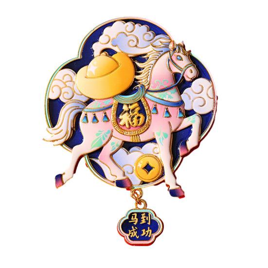 Jahr des Pferdes Kühlschrankmagnet Chinesischer Stil Cartoon Tierkreis Pferd Zinklegierung Kühlschrankmagnet Heimküche Neujahrsdekoration