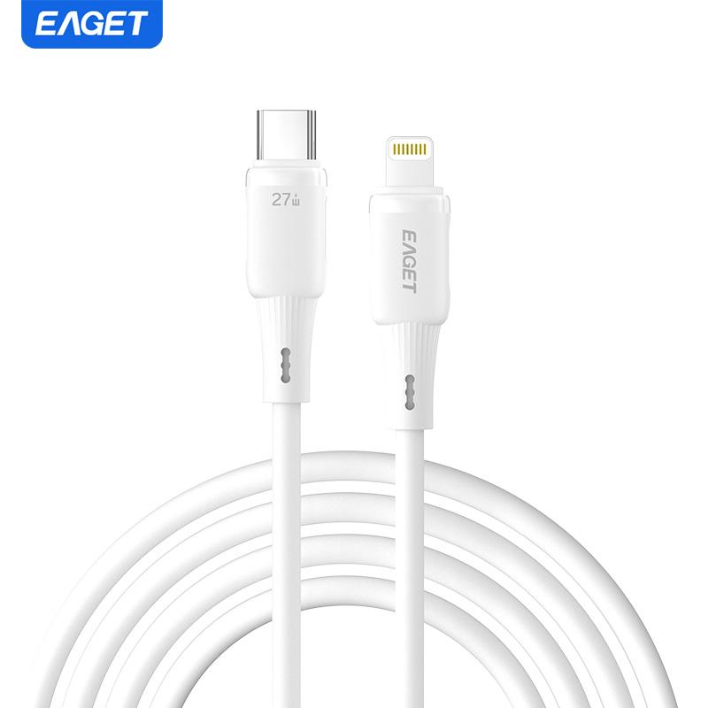 EAGET 27W PD Fast Charging Cable for iPhone 8-14 Series, 20,000+ Bend Durable with Liquid Silicone Design