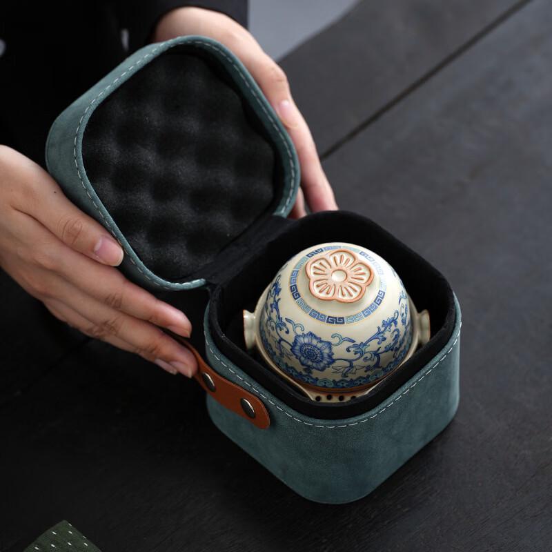 Ming Zhan Xuan Blue & White Ru Kiln Portable Travel Tea Set