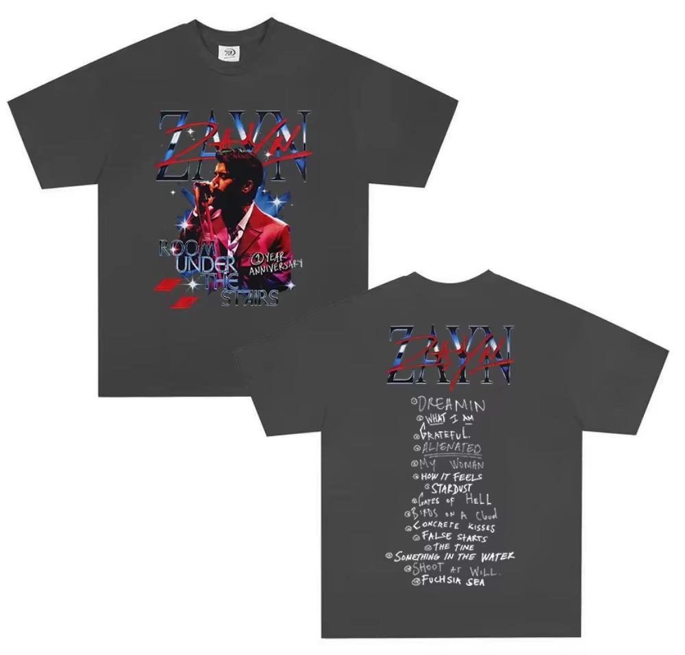 Rapper Zayn Tour Album 2026 Springsummer Graphic Tshirt Men  Vintage pure Cotton Tshirt Rock Hip Hop High Short Sleeve Top