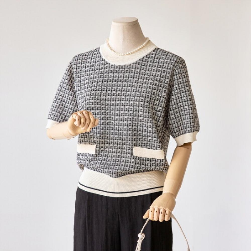 Customable Sasha Tweed Short Sleeve Knit T2508kn107c