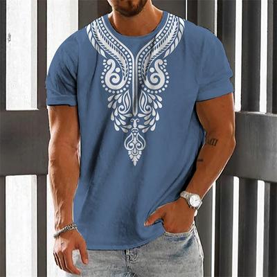 Vintage männer T-shirt Ethnische Print Casual Kurzarm Sommer Rundhals Streetwear Männlichen Lose Sweatshirt Atmungsaktive Männer Kleidung