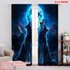 2pcs,2D Plane Printing Window Curtain Lunar Duet Versatile Durable Polyester (without Rod) Decorations For Home Ldeal for